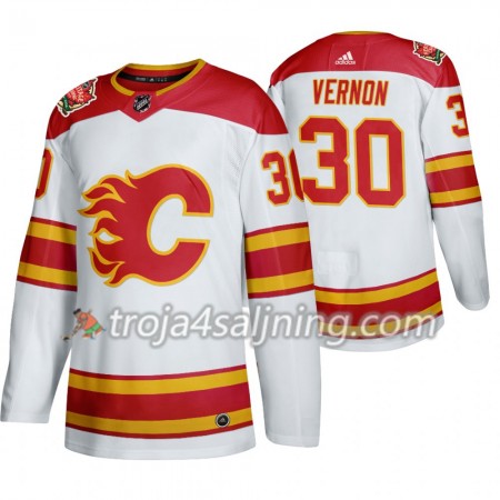 Calgary Flames tröja Mike Vernon 30 Adidas 2019 Heritage Classic Vit Authentic - NHL Tröjor Herr